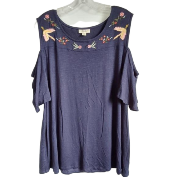 Embroidered Cold Shoulder Top - Picture 5 of 10